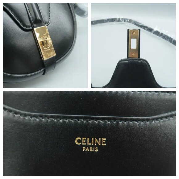100% Authentic CELINE Besace Black Leather Shoulder Bag - Picture 8 of 12